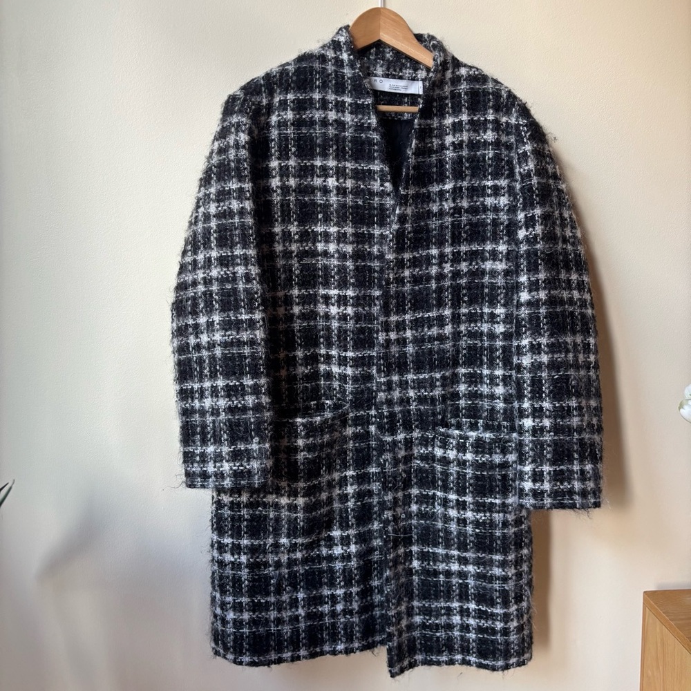 IRO Monochrome Plaid Pea Coat
